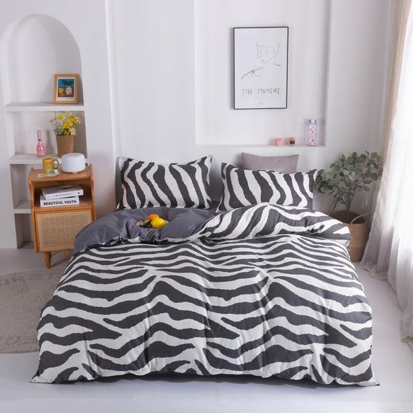 

bedding sets zebra stripe pattern cute fashion comforter set king  full single size kids bed linen duvet cover sheet pillowcase