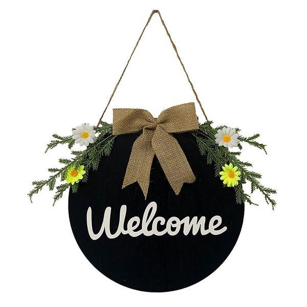 

crafts welcome sign party 30cm rustic round restaurant home decor wooden hanging wreath outdoor for front door festival supplies