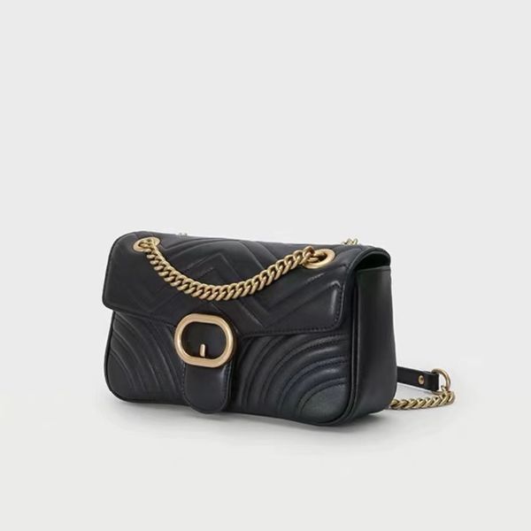 

2020 cowhide leather shoulder bag chain purse fashion wave chain purse cowhide handbag presbyopic card holder evening bag messenger