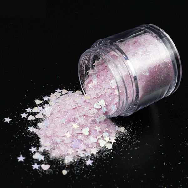 

nail glitter 20g/bottle holographic shiny mix star moon heart flakes irregular paillette diy sequins art decorations ma#13, Silver;gold