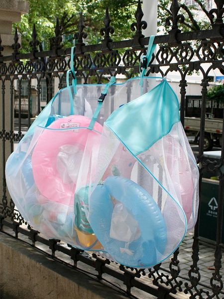 

storage bags large capacity adjustable hanging swimming pool bag net football basketball inflatable toys