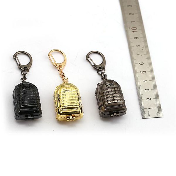 

keychains game pubg level 3 bag mini keychain metal key chian ring for men car women can open chaveiro jewelry souvenir, Silver