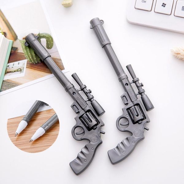 

2pcs ballpoint pen blue ink gun shape 0.5mm novelty stationery for students office school supply writing drawing plastic pen, Blue;orange