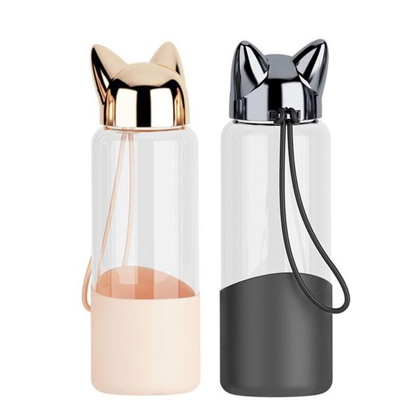 

water bottles glass 320ml ear bottle with carrying loop outdoor tour sport drink portable large capacity drinkware