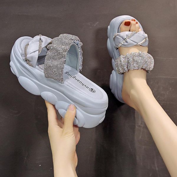 

slippers on a wedge female shoes womens outdoor luxury slides platform increased internal heeled mules 2021 designer flat high p, Black