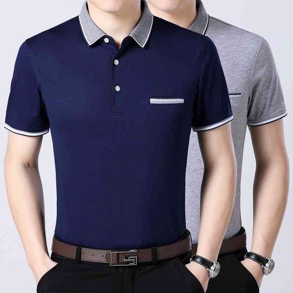 

summer men's short sleeve lapel cotton loose real pocket middle aged and elderly thin t-shirt dad, White;black