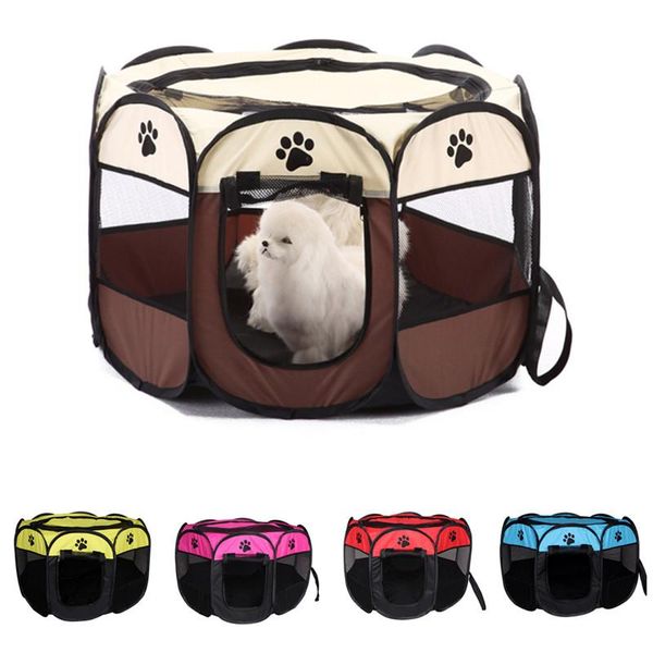 

8 side outdoor portable dog cat cage tent bed folding pet dog bed house fence easy usage puppy carrier playpen pet supply