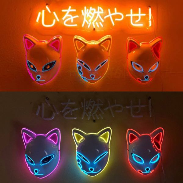 

costume accessories anime demon slayer mask led light up mask cosplay party mask for kids and halloween masques costume, Silver