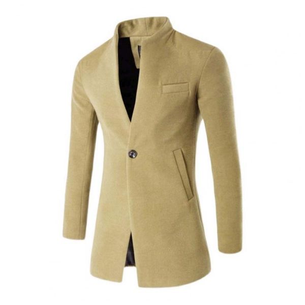 

men's trench coats men jacket long sleeve overcoat coldproof pure color oversize coat simple jackets autumn winter, Tan;black