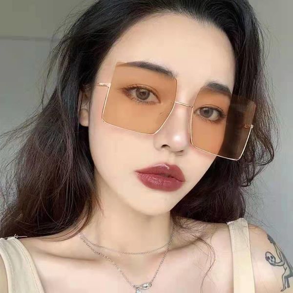 

fashion sunglasses frames women's half frame metal cut edge net red large, Black