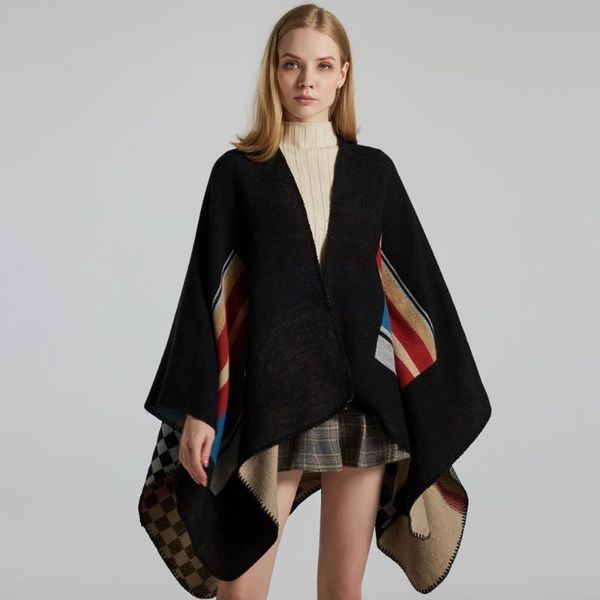 

scarves poncho winter artificial cashmere women scarf female soft wool capes oversized foulard shawl explosion, Blue;gray