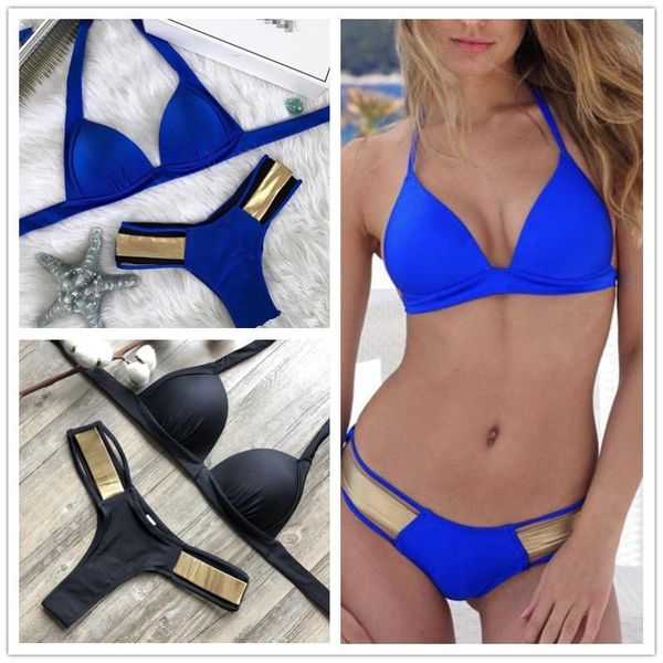 

women's swimwear 2021 solid color gathered swimsuit bikini multicolor, White;black