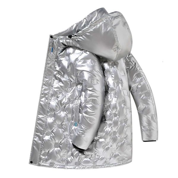 

bright face down jacket men's mid long winter new korean fashion handsome men's thickened hooded coat 9809winter, Black