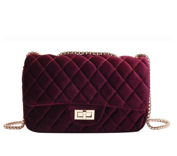 

love chain bag jewelry one-shoulder diagonal handbag velvet big gold velvet female shoulder bag