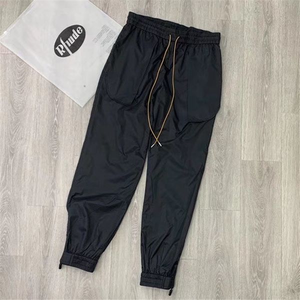 

2021 new melhor 1:1 de qualidade das mulheres dos homens jogger moletom hiphop alta rua rhude calas abgy, Black