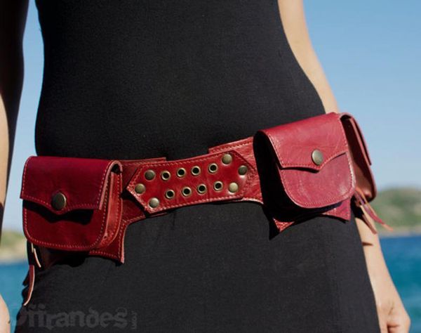 

belt satchel women's outdoor sports adjustable rivet zipper button bag fashion hot
