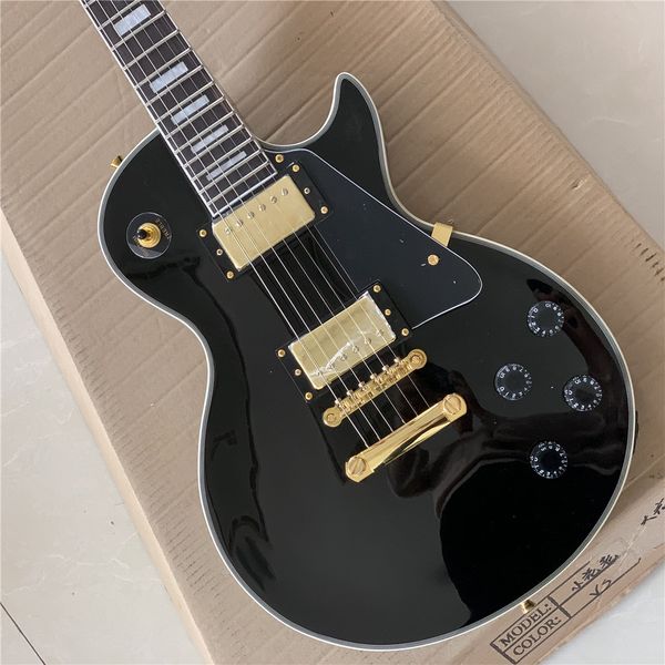 

oem black electric guitar, ebony binding, gold hardware, delivery