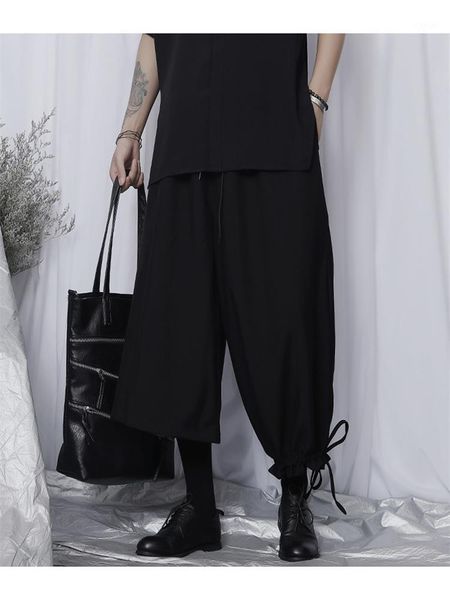 

men's pants asymmetric wide leg personality yamamoto style dark casual loose large size, Black