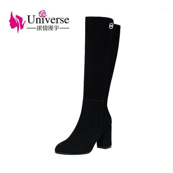 

boots universe k226 handmade women shoes super heels office lady med calf1, Black