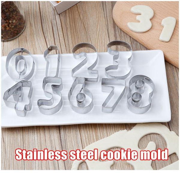 

9 pcs 0-8 number shape cookie biscuit cutter mould stainless steel baking mold j qylsum