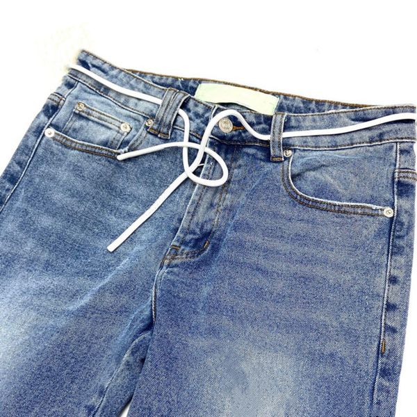 

mens jeans digners white off light regular fit character biker trousers distrsed strip pattern size 29-40, Blue