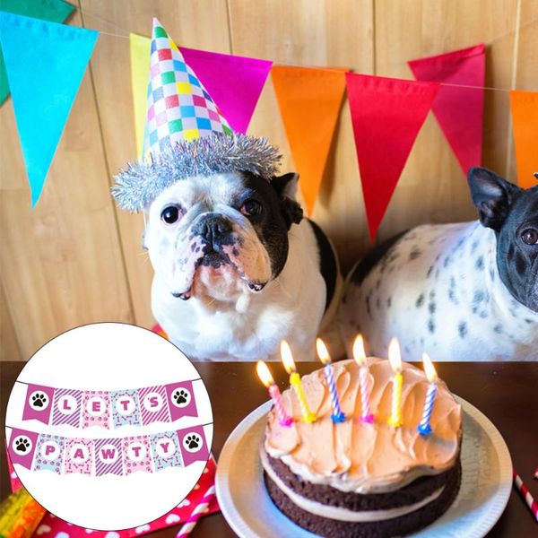 

party decoration pet decorative banner let's pawty sign garland supplies