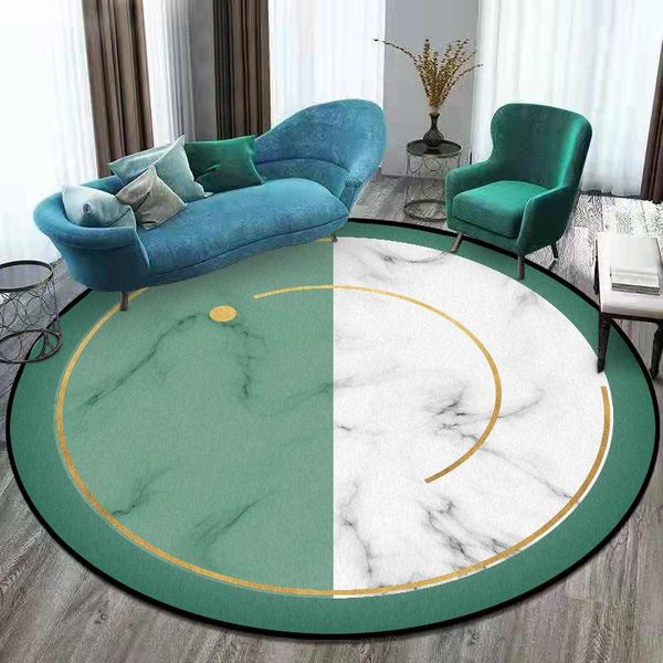 

modern round carpet for living room large marble printed bedroom area rug non slip minimalist fashion green floor mat home decor