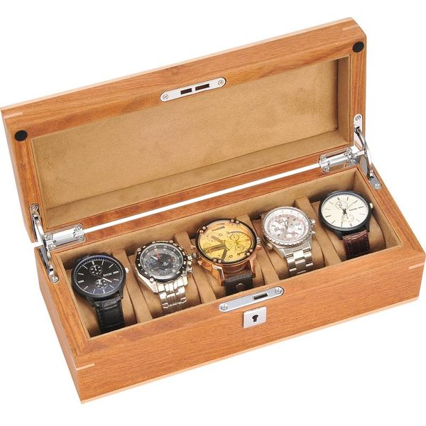 

watch boxes & cases 5 slots fashion men home wooden box organizer storage 200911-29, Black;blue
