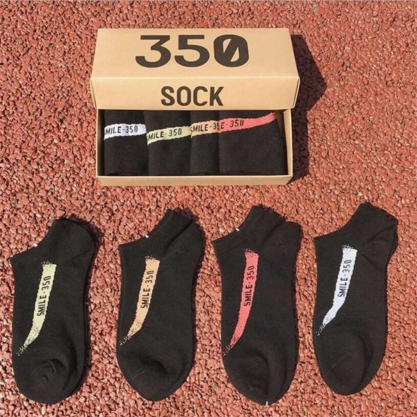 

summer women 350 style socks sweat breathable coconut sock cotton shallow mouth girl socks boxed 4 pairs/lot 211204, Black;white