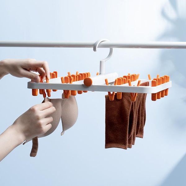 

hangers & racks multifunctional folding windproof multi-clip drying rack household socks children plastic clothespin clip storage