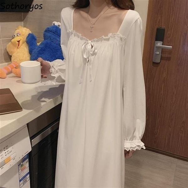 

women's sleepwear women nightgowns sleepshirts solid lace bow elegant lovely females cotton soft leisure home nightdress ankle length, Black;red
