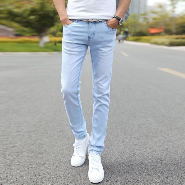 

new fashion men casual stretch ny jeans straight broek effects colors, Blue