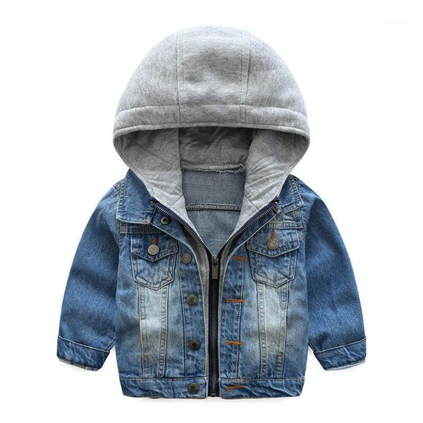 

jackets baby boys coat jacket 2021 wash soft denim hooded zipper kids jeans spring autumn children clothing bc1691, Blue;gray