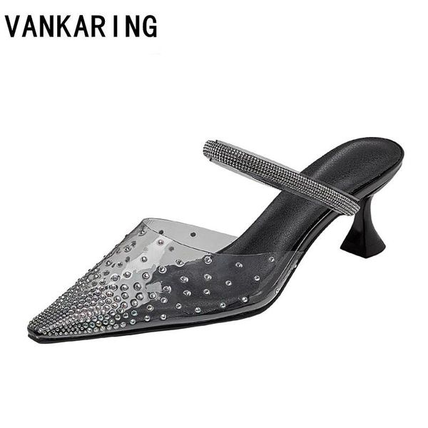 

women shoes pumps transparent high heels pointed toe women wedding party dress shoes black summer party crystal mules