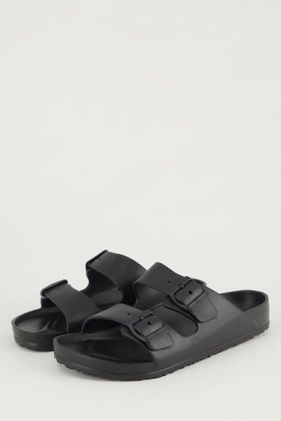 

slippers women's black double belt buckle