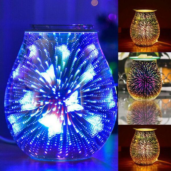 

fragrance lamps family 3d glass night lamp oil candle incense burner light wax melt stove home decor