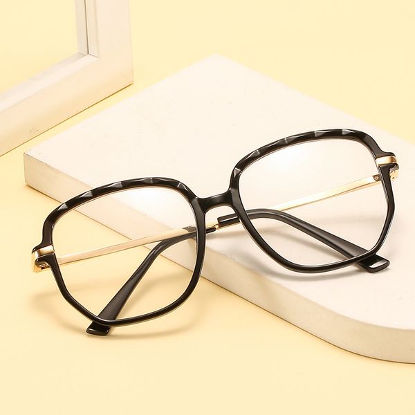 

designer sun new section blue light proof women's tr90 spring leg flat lens fashion glasses, White;black
