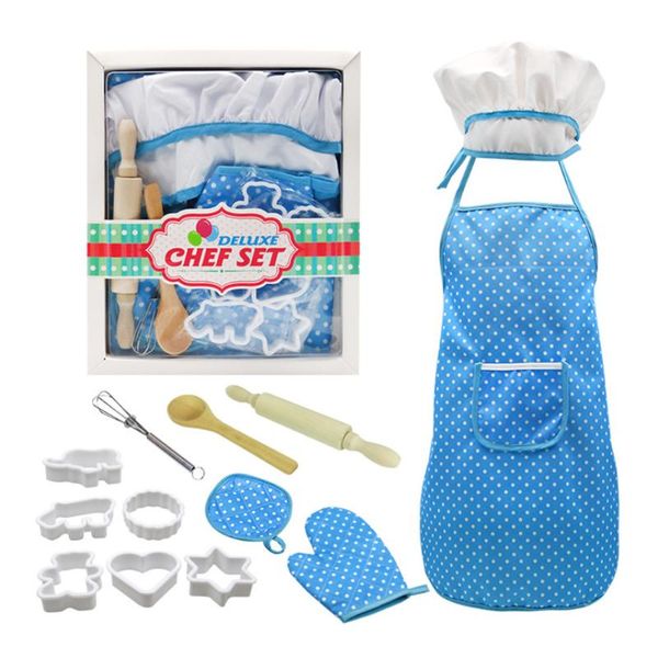 

aprons children chef suit durable kids kitchen role play practical cooking costume set with apron hat utensils mitt