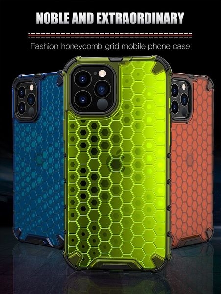 

honeycomb phone case for iphone 12 mini 11 pro max shockproof armor case on iphone se2 xs max xr x 8 7 6 plus airbag soft cover