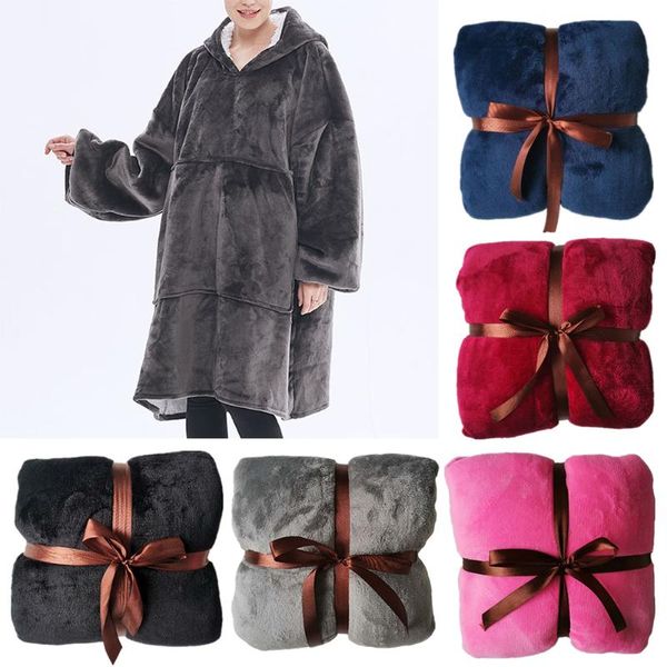 

winter sherpa blanket with sleeves warm soft plaid blanket household products home supplies 1 pc oversized warm hoodies