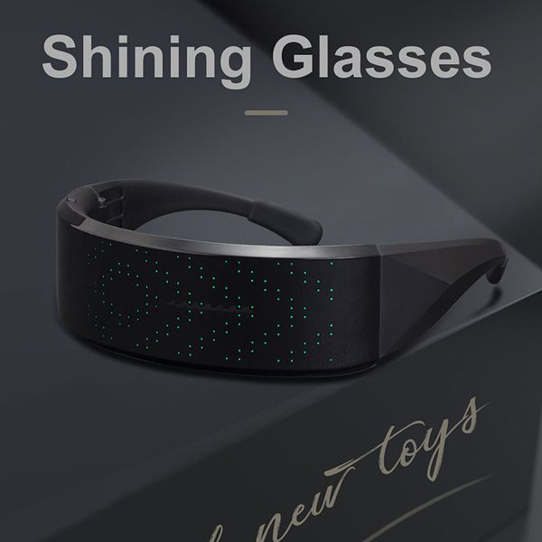 

led lighting glasses shake the same bar tiktok bluetooth charging app custom pattern dynamic led sunglasses, White;black