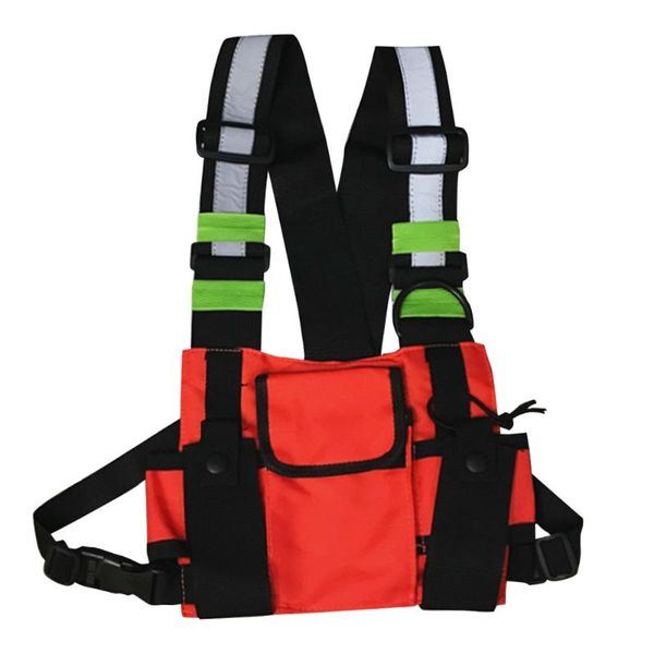 

men women multi-function reflective strip gift adjustable strap fashion street cross shoulder hiking chest rig bag hip hop