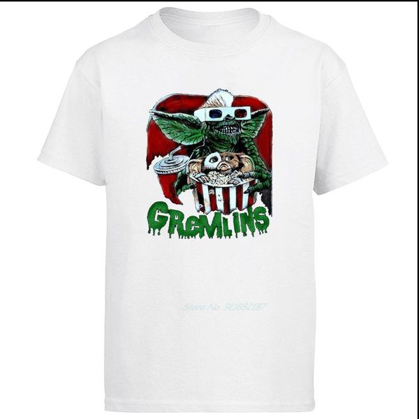 

men's t-shirts gremlins humorous cotton tees short sleeve gizmo 80s movie mogwai monster horror retro sci fi t shirts men clothing, White;black