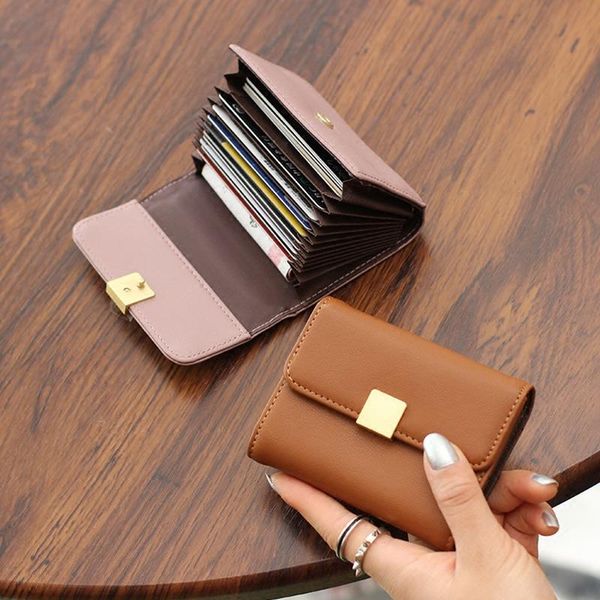 

card holders style for women real leather business bags cowhide coin purse mini wallet organizer, Brown;gray