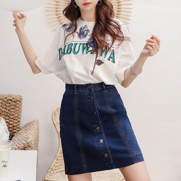 

skirts dabuwawa women's double-breasted denim summer fashion elegant a-line korean style mini female d18bsk015, Black