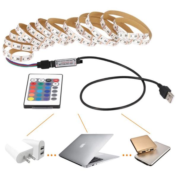 

1m 2m 3m 4m 5m smd rgb 60led/m ribbon flexible tape lamp ir remote controller+led strip rgb light tv back lighting kit dc 5