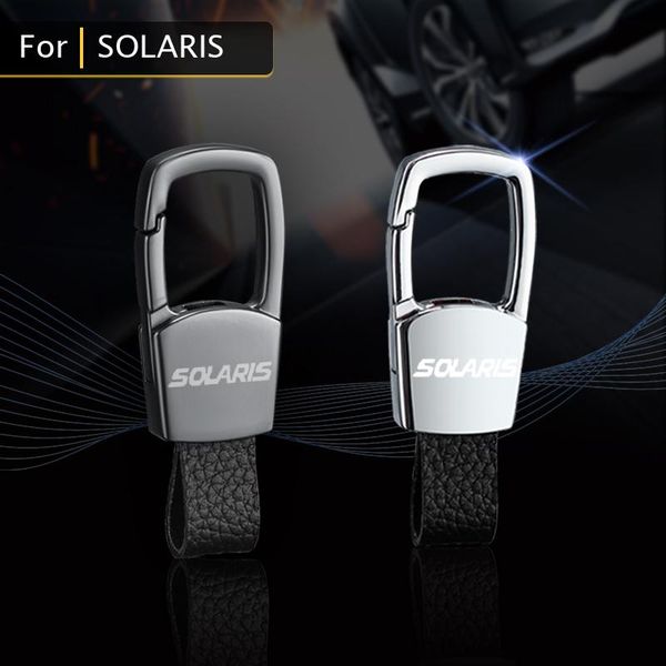 

keychains the leather car keychain decorative key ring with logo alloy keyring for hyundai solaris 2021 accessories, Silver