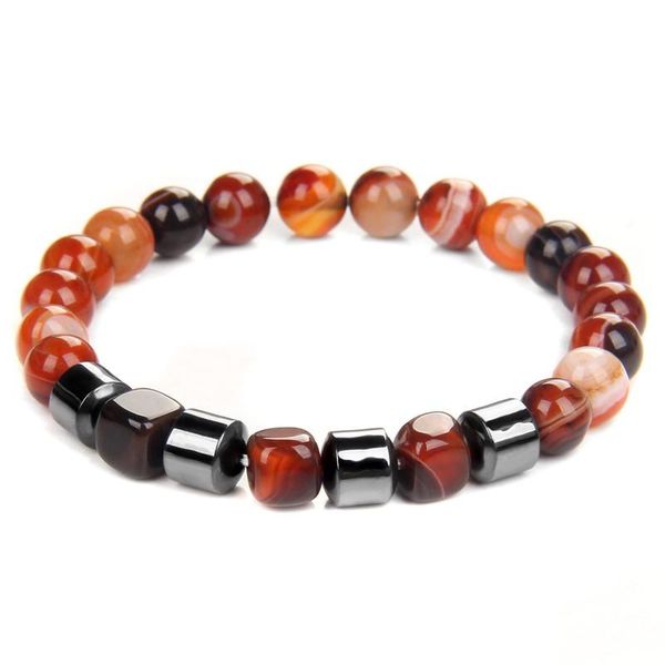 

beaded, strands trendy natural stone hematite agates beads bracelet women men healing yoga charm bracelets energy health bangles jewelry, Black