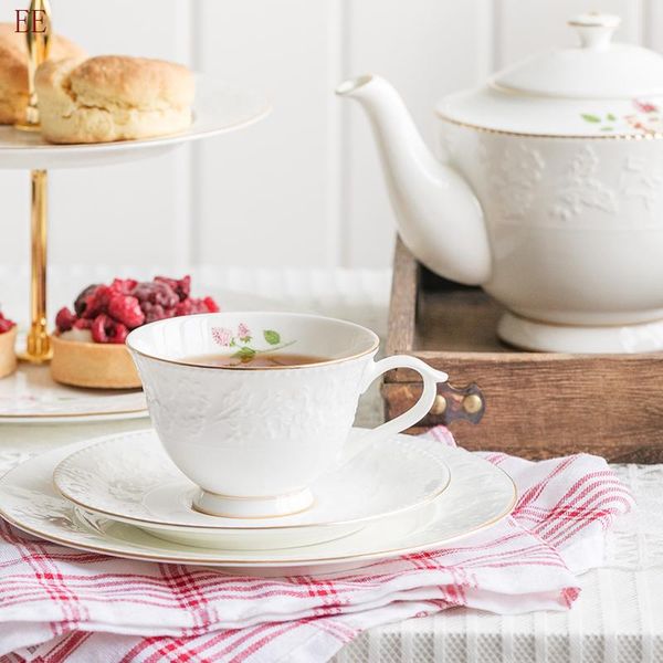 

cups & saucers white porcelain bone china coffee cup japanese hand painted rose traditional chinese tea tazas set e5