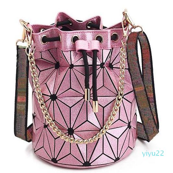 

latest bucket bag handbag purse geometric handbags plaid chain shoulder crossbody bags laser diamond bag, Red;black
